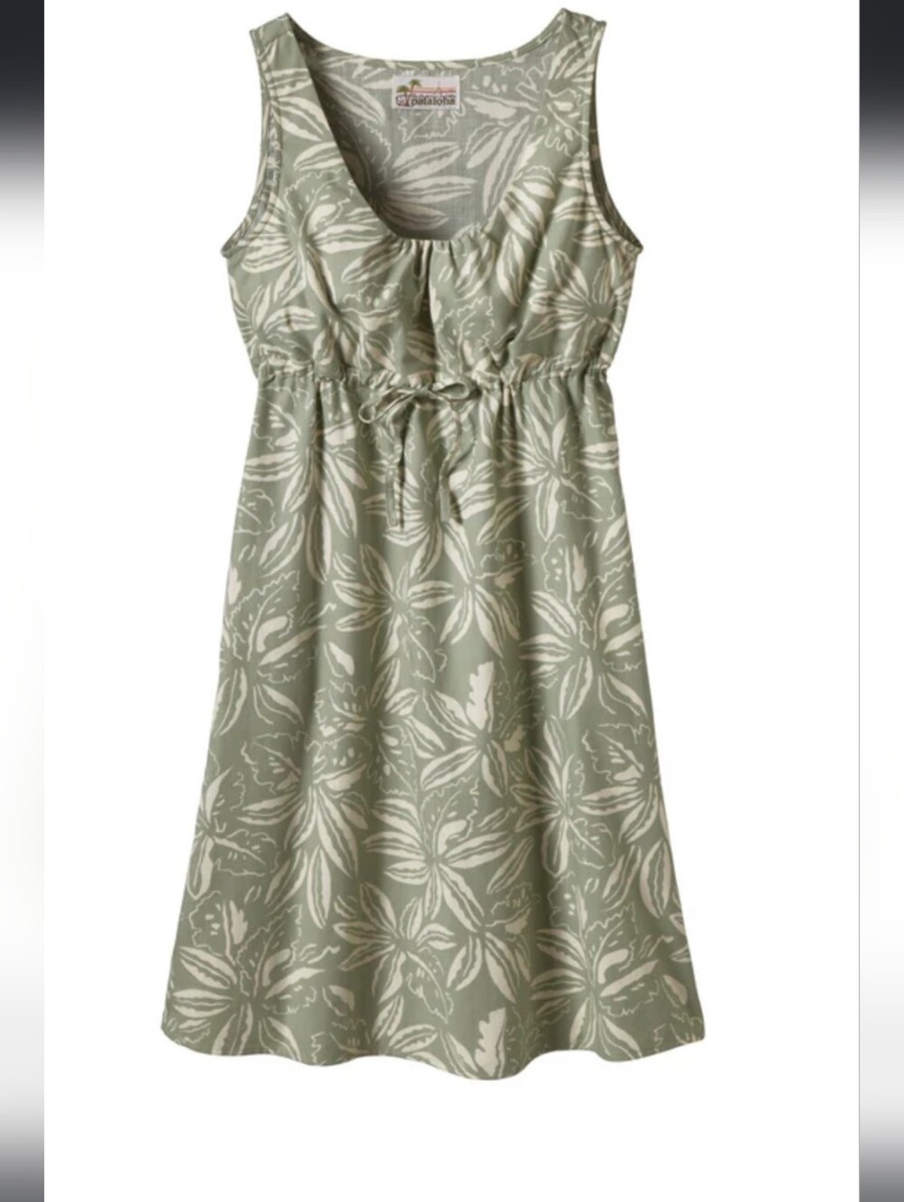 Patagonia Pataloha Sage Green Floral Tank Cotton Linen 10 Mini Dress